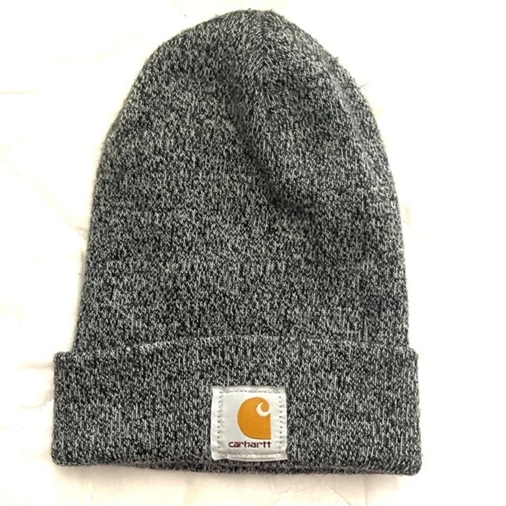 Carhartt Gray Knit Beanie with Gold Logo Patch!